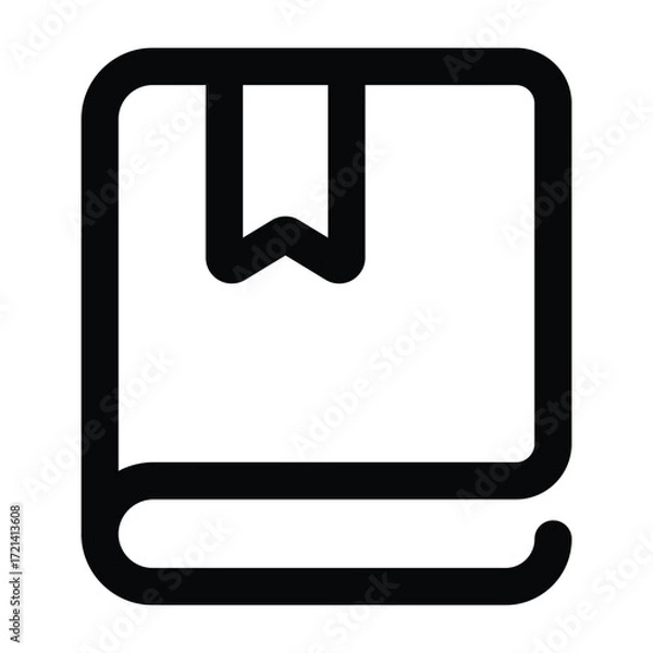 Fototapeta Black line minimalist illustration of a notebook. Simple style, suitable for study, office, school, writing, and record keeping themes.
