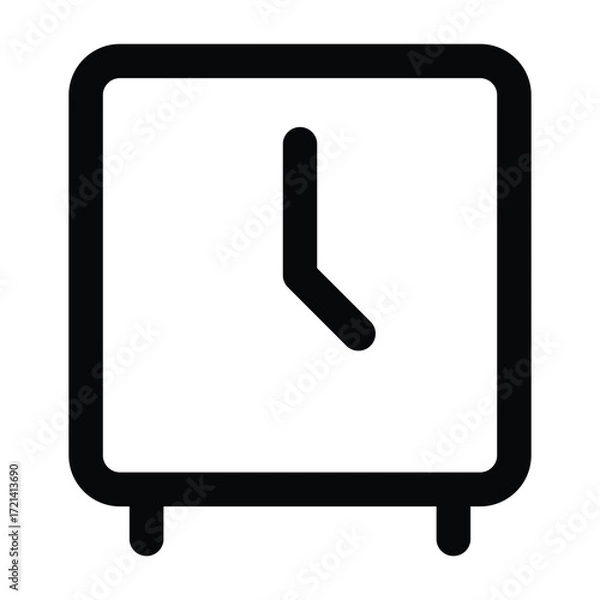 Fototapeta Black line illustration of a clock. Clean minimalist design, suitable for time, office, school, schedule, and management themes.
