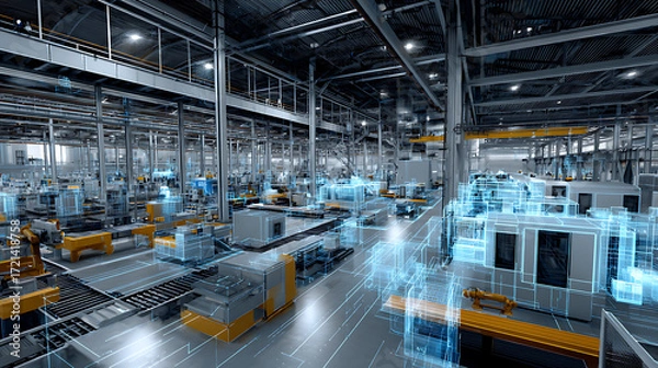 Fototapeta Simulating Manufacturing Processes Using Digital Twin Technology
