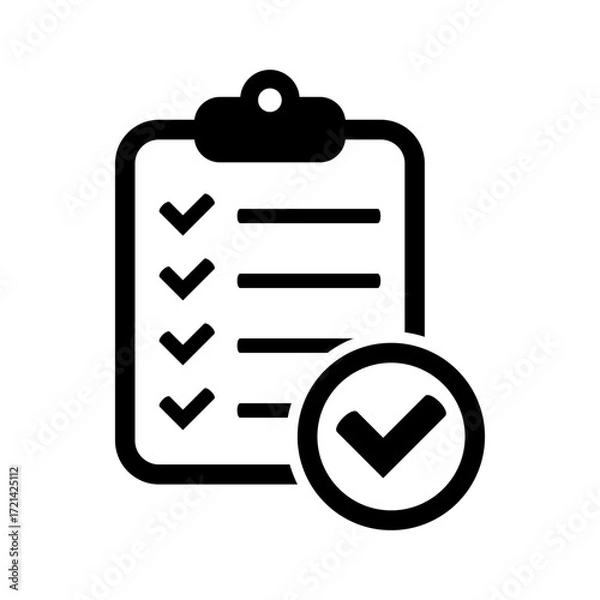 Fototapeta Clipboard with check mark icon. Checklist icon symbol for web site and app design.