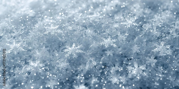 Fototapeta Serene winter macro of intricate snowflake patterns