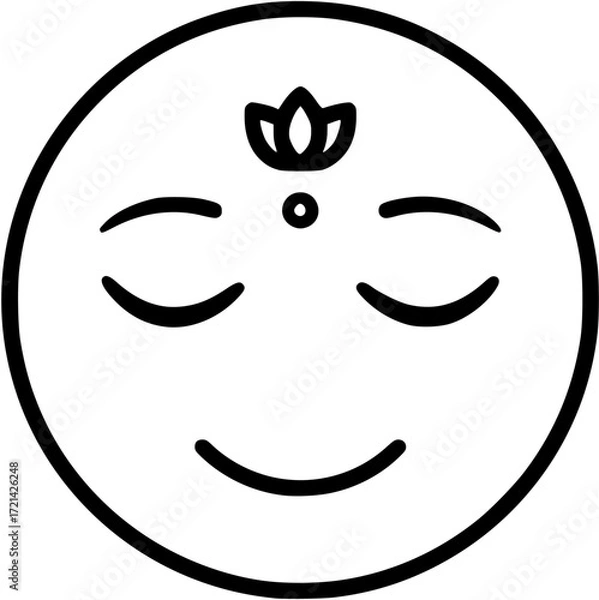 Obraz Zen emoji icon vector illustration simple design for relaxation meditation and mindfulness concept
