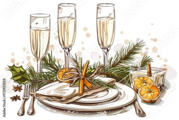 Fototapeta Elegant Eggnog Table Setting