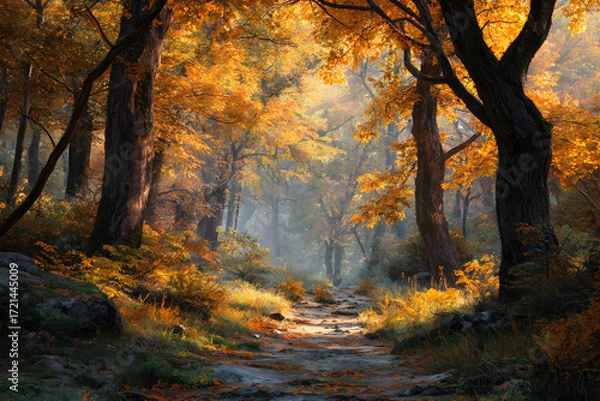 Fototapeta Exploring the Majestic Beaty and Vibrant Colors of Frests in Autumn: A Seasona Journey Through Nature's emarkable Transformation ad Enchanting Landscapes