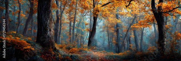 Fototapeta Exploring the Majestic Beaty and Vibrant Colors of Frests in Autumn: A Seasona Journey Through Nature's emarkable Transformation ad Enchanting Landscapes