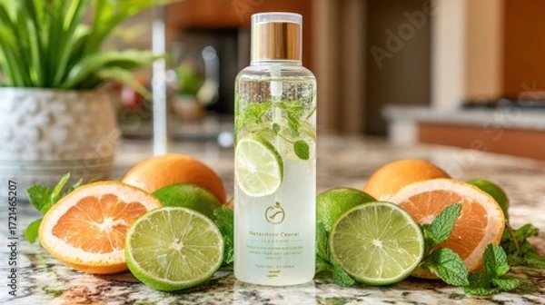 Fototapeta Refreshing Citrus Beverage with Mint Leaves and Lime Slices