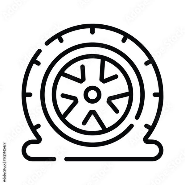 Fototapeta Flat tire icon, showcasing a deflated tire, ready to use vector