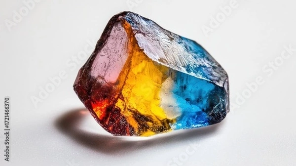 Fototapeta A faceted gemstone with a vibrant mix of colors.