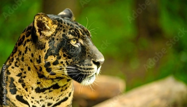 Obraz Close-up profile of a spotted cat