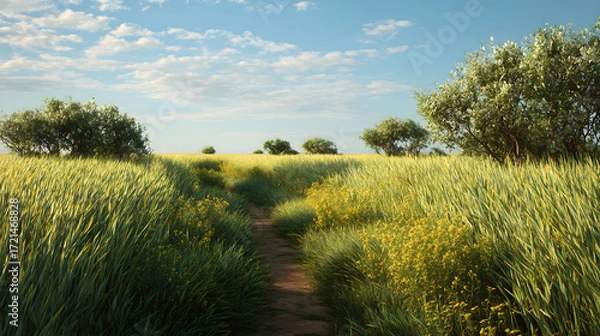 Fototapeta Exploring the Breadbasket f Agriculture: A Deep Diveinto Scenic Farmlands and ountiful Crops Across the lobe, Highlighting Sustainble Practices and EconomicImportance