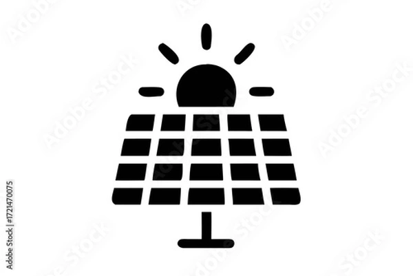 Fototapeta Solar panel icon symbol of renewable energy, ecology, green technology, and sustainable development clean power generation