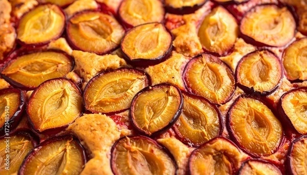 Obraz Close-up view of a plum tart