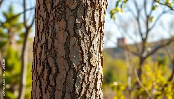 Obraz Stark, severed tree trunk against a blurred, natural background,  rural,  close-up