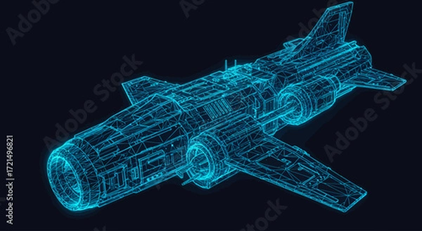 Fototapeta Airplane cyber punk