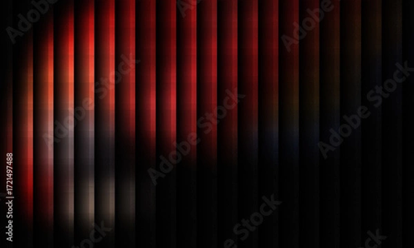 Fototapeta Abstract dark background with glowing red vertical lines, subtle texture, and dramatic high contrast.