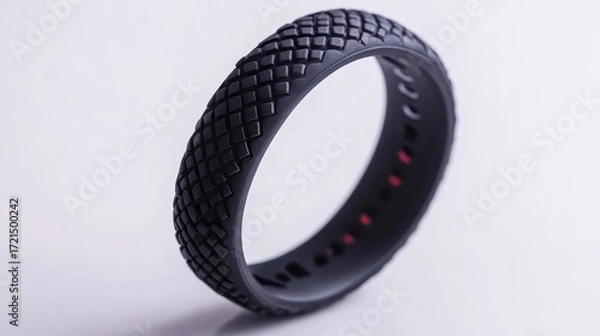 Fototapeta High-Quality Black Rubber Bracelet with Intricate Pattern Design