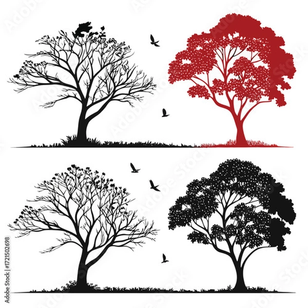 Fototapeta Minimal Tree Vector Set – Clean Plant and Nature Icons