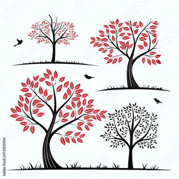 Fototapeta Minimal Tree Vector Set – Clean Plant and Nature Icons