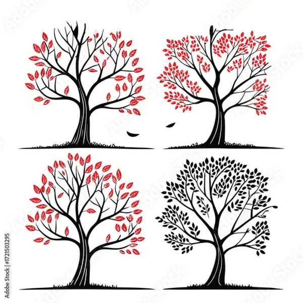 Fototapeta Minimal Tree Vector Set – Clean Plant and Nature Icons