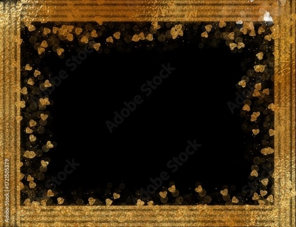 Fototapeta frame of glittering hearts on a black background