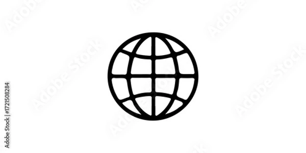 Fototapeta Vector Global icon. Simple black and white globe icon representing global connectivity and the internet.