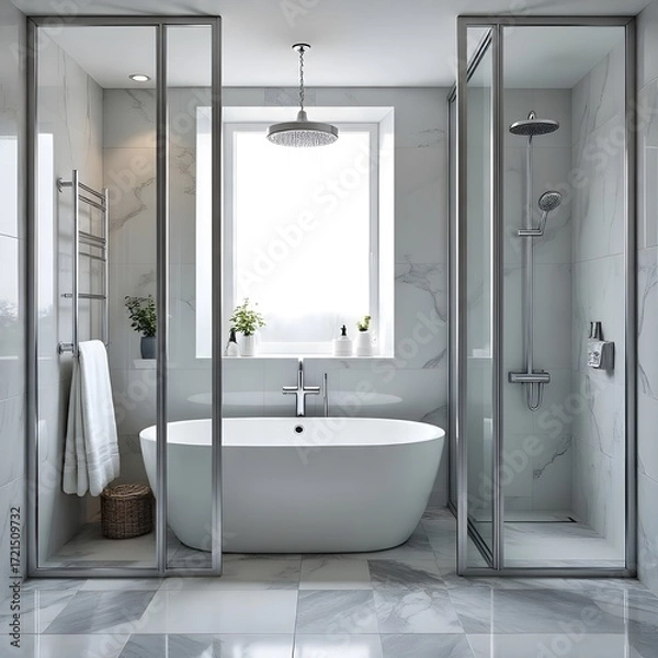 Obraz Grey white modern bathroom interior