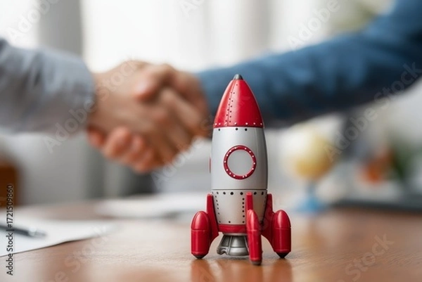 Fototapeta Handshake Between VC and Founder Rocket