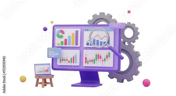 Obraz 3D Data Analysis and Business Intelligence Visualization