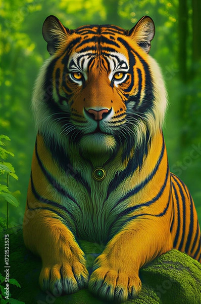 Obraz 森に佇むトラ