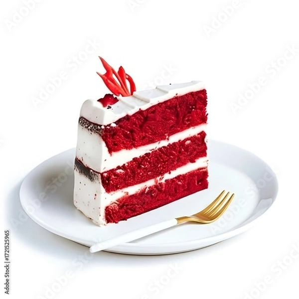 Fototapeta Elegant Slice of Red Velvet Indulgence