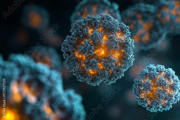 Fototapeta High-Resolution Visualization of Glowing Virus