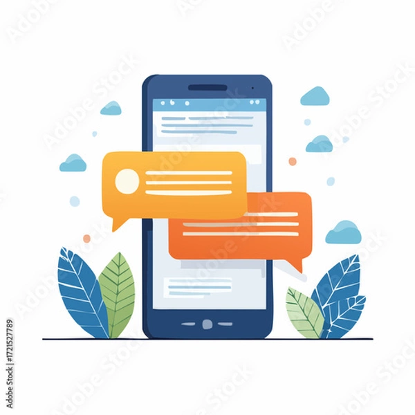Fototapeta Smartphone Messaging App Interface Illustration