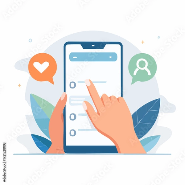 Fototapeta Hands Using Mobile Phone Checklist App