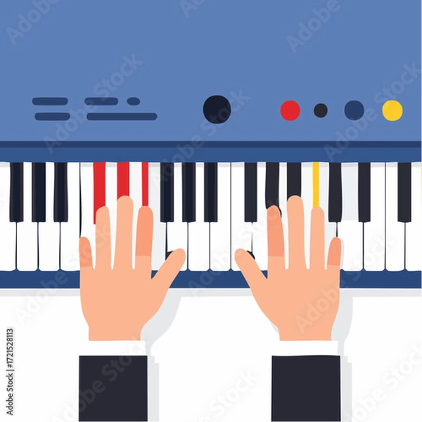 Fototapeta Hands Playing a Vintage Keyboard Instrument