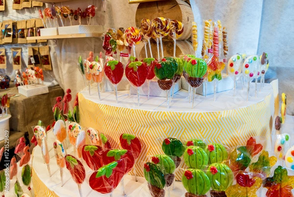 Fototapeta Different types of sweets sold in the store