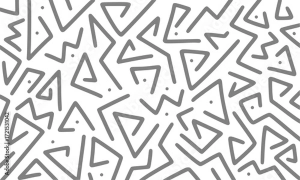 Fototapeta marker drawn bold doodle lines and dots pattern. Abstract modern geometric uncurved ornament background.