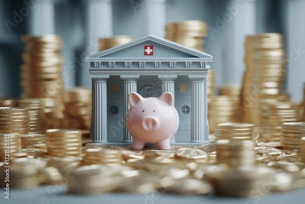 Fototapeta Trusted Swiss Banking Ensures Secure Savings