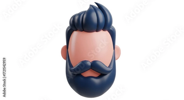 Fototapeta 3D Cartoon Man Avatar with Beard and Mustache
