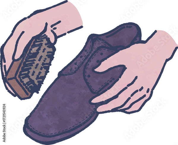Obraz 革靴をブラッシングしているイラスト