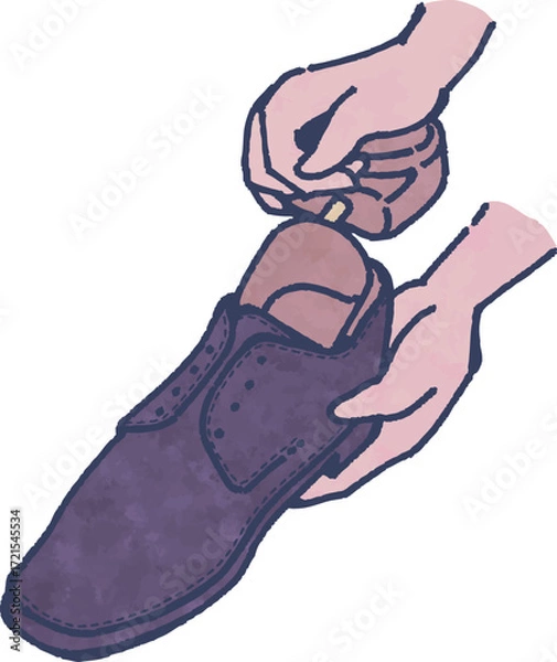 Obraz 革靴にシューキーパーを入れるイラスト