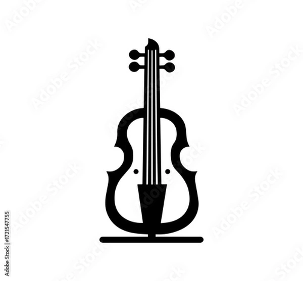 Fototapeta Stylized black silhouette of a violin with a modern abstract design, perfect for music logos and graphic elements