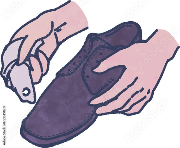 Obraz 革靴をクリーナーで磨くイラスト