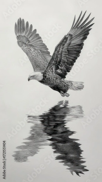 Fototapeta Eagle in flight reflection
