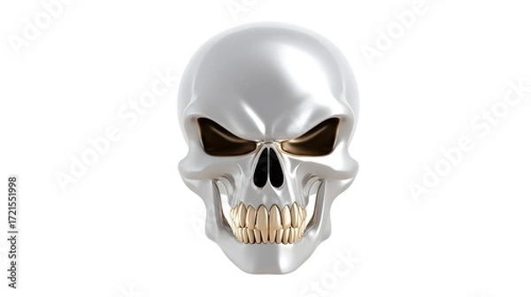 Fototapeta Detailed close-up of a menacing, grim reaper-like skull with a fearsome, haunting expression against a dark, ominous background