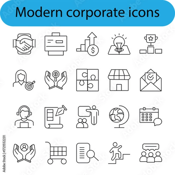 Fototapeta Modern corporate business icons set for digital and print use