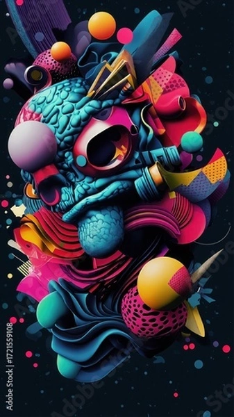 Fototapeta Abstract Surrealist Digital Artwork With Vibrant Colors And Organic Shapes