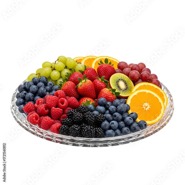 Fototapeta Fresh fruit platter assortment isolated on transparent background