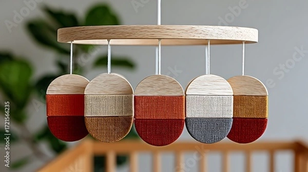 Fototapeta Geometric Baby Mobile with Earthy Tones and Warm Color Palette for Nursery Decor