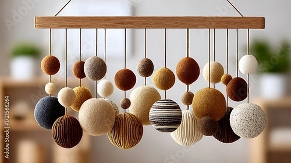 Fototapeta Earthy Toned Minimalist Mobile for Crib in Stylish and Modern Design