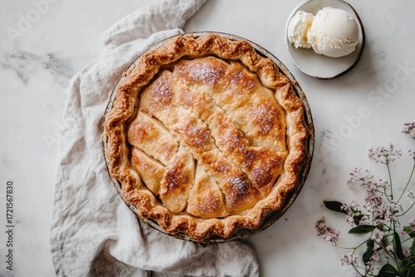 Fototapeta Homemade pie with lattice crust